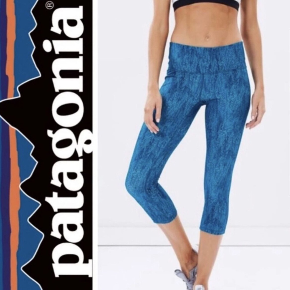 EUC Patagonia Teal Patterned Leggings